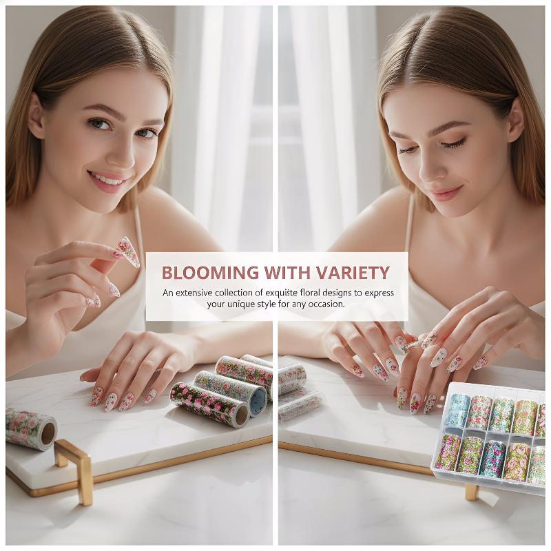 Nail Art Pinterest - Nagelfolie transferpapier 10 rollen bloemenroos en