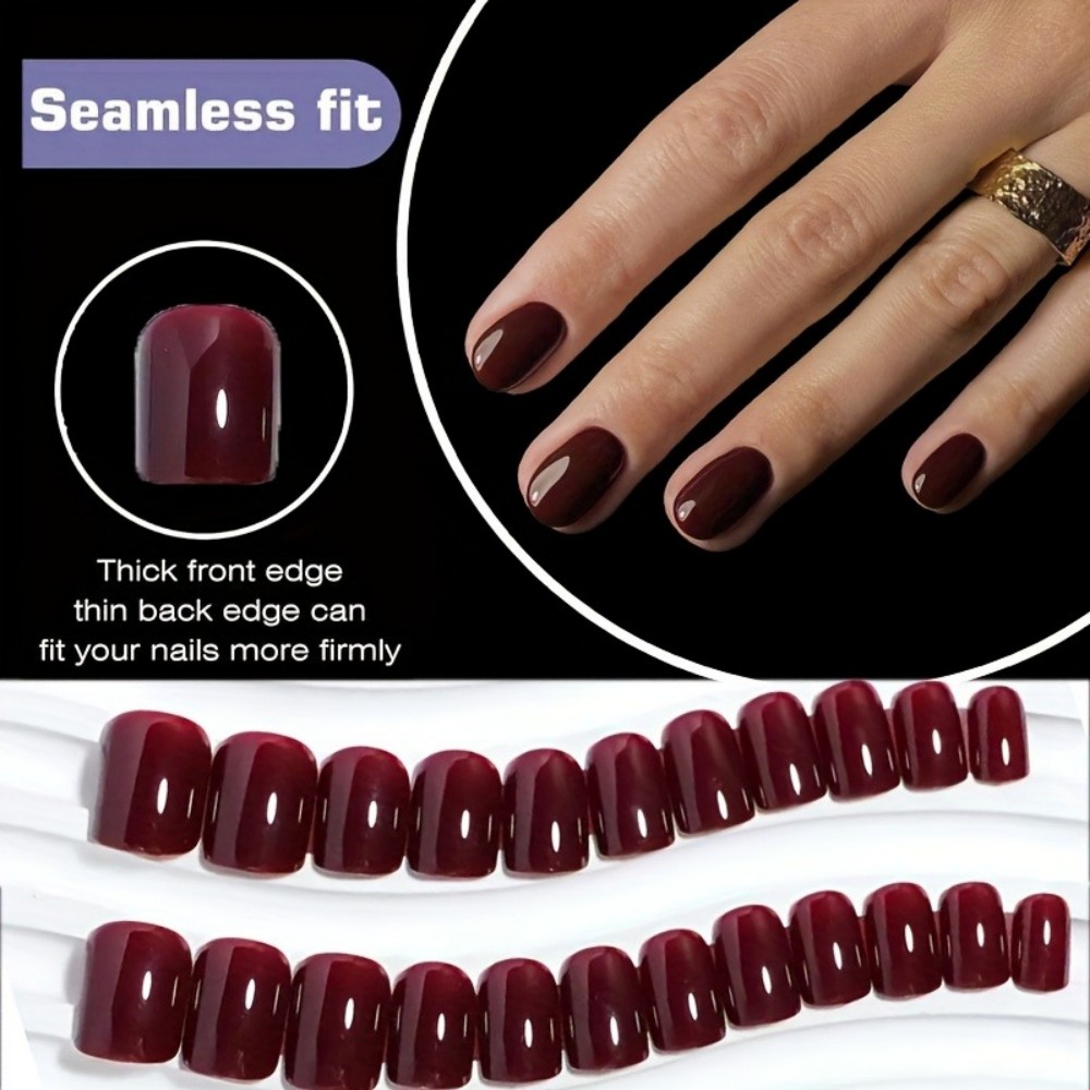 Nail Art Red Wine Cat Eye - 24-delige set wijnrode Cat-Eye kunstnagels voor