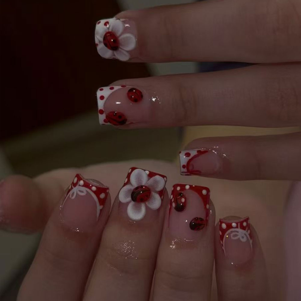 Nail Art French Nails - 24 stuks per set. Rechthoekige 3D