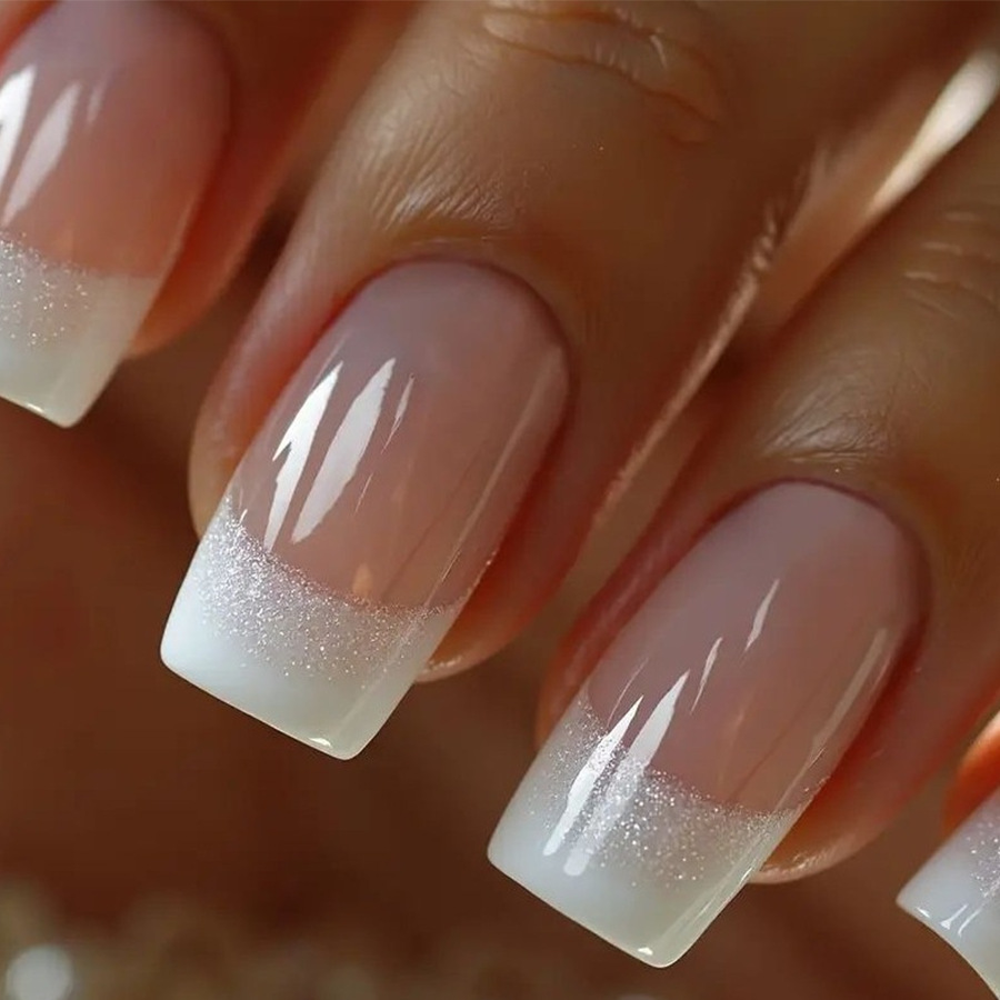 Nail Art French Nails - 24 stuks/set Medium Vierkante kunstnagels voor
