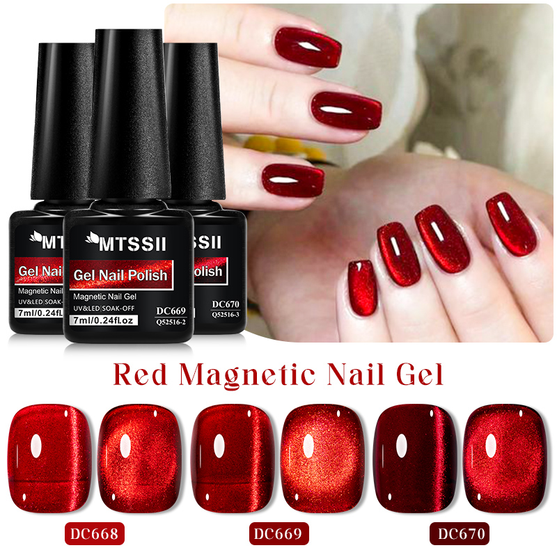 Nail Art Red Wine Cat Eye - Mtssii 7ML Wijn Rode Kat Magnetische