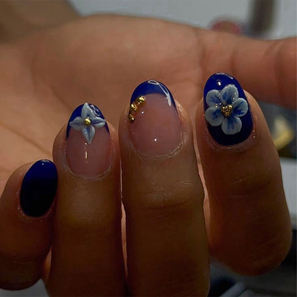 Nail Art French Nails - 24 stuks korte ovale 3D gel
