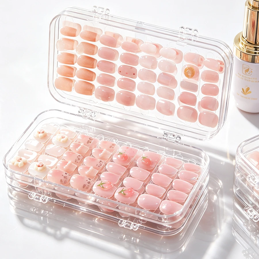 Nail Art Pinterest - Transparante opvouwbare opbergdoos voor opzetnagels, stofdichte