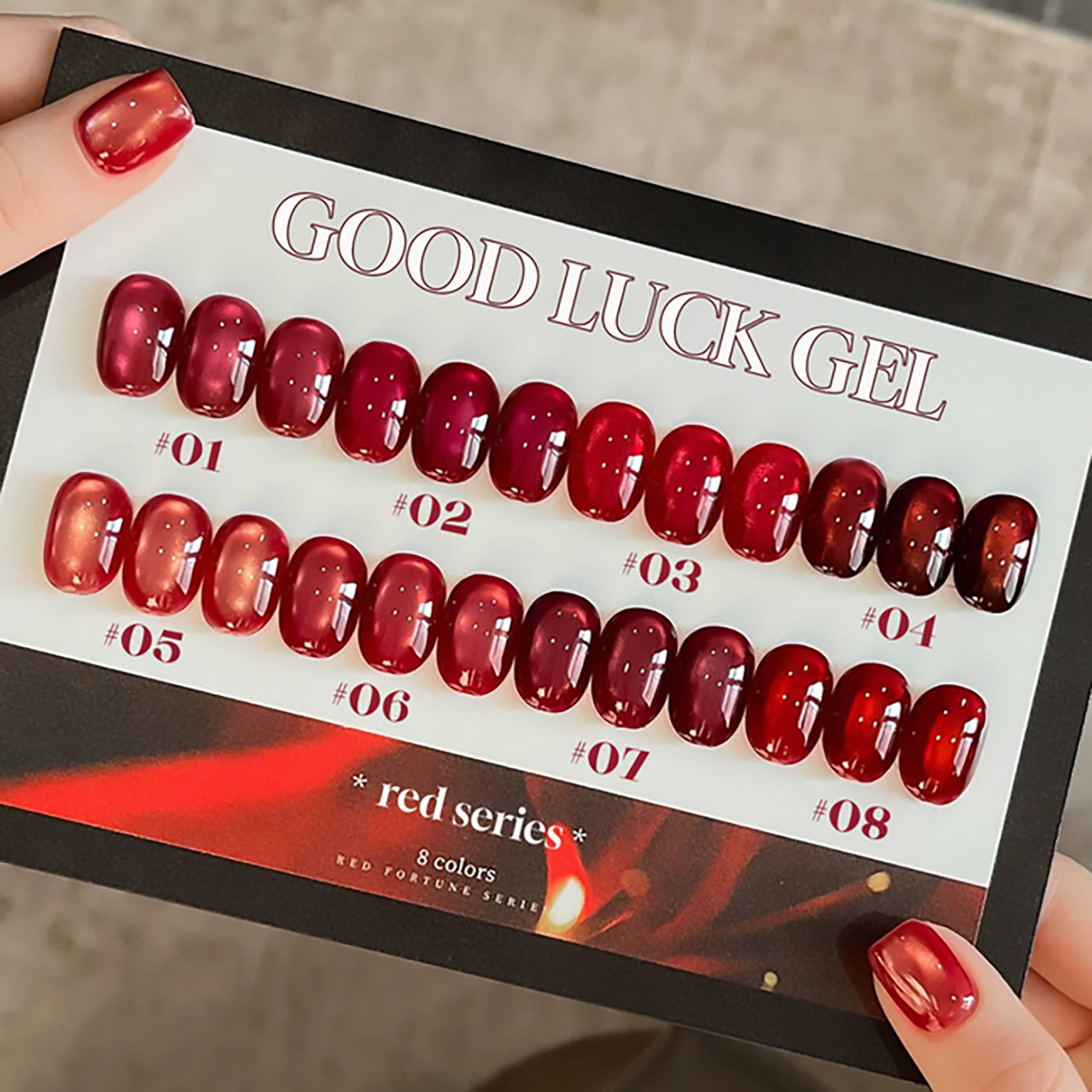 Nail Art Red Wine Cat Eye - 1 stuk PSK 2026 Nieuwjaars Gel