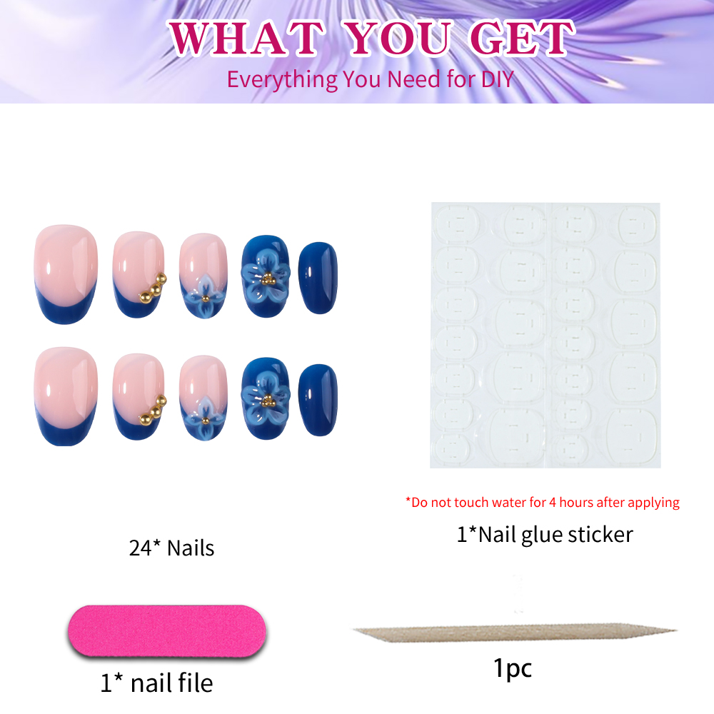 24 stuks korte ovale 3D gel na - Nail Art French Nails recensie en prijs